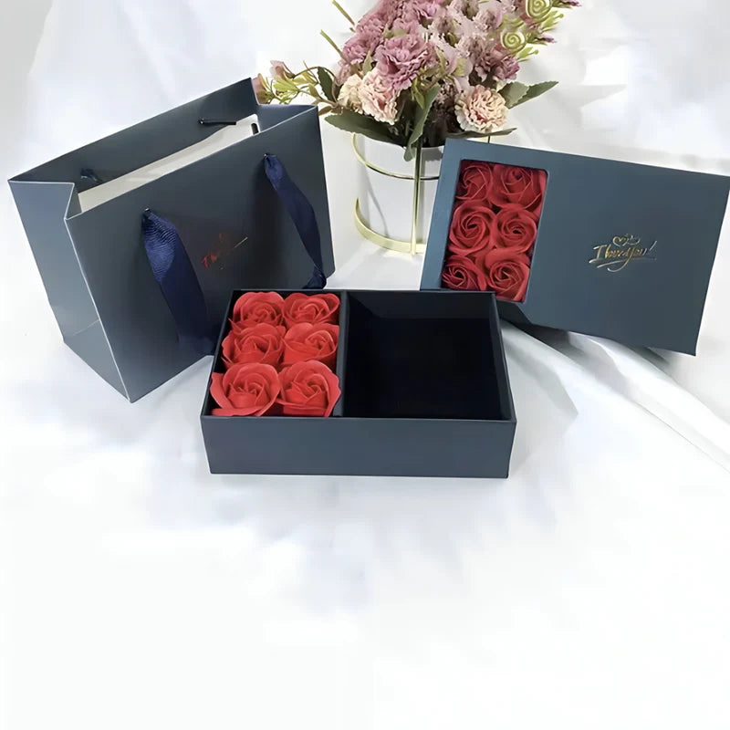 Lux poklon set – Elegantna kutija sa 6 vječnih ruža + OGRLICA🌹🎁